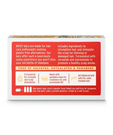 BRIXY Strengthening Shampoo Bar for Thinning Hair | Pumpkin Seed Oil & Rosemary | Vegan pH Balanced Plastic Free - Buy Online on SooperMarket.com