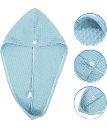 Buy Hair Drying Towel Turban - Waffle Button Wrap for Long Hair | Women's Shower Hair Wrap - Blue - Buy Online on SooperMarket.com