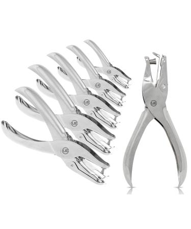 Hole Puncher 6 Pack 8 Sheet Capacity Silver Color Paper Punch for Paper 1 Hole Punch
