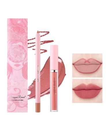 2pcs Lip Liner Pencil and Lipstick Set Velvety Matte Creamy Lipstick Lip Crayon Longwear Lip Pencil Liner Long Lasting Waterproof High Pigmented Lip Colors Not Fade No Smudge Lip Stain Makeup Gift Kit for Women Girls (0...