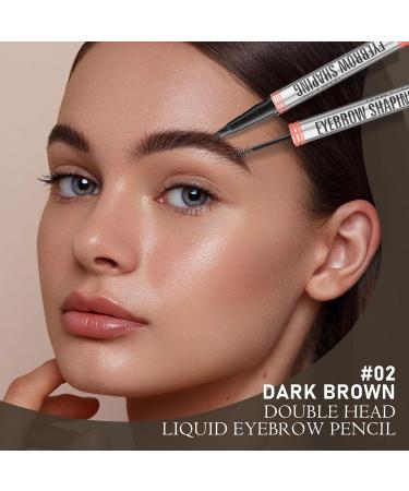 DAGEDA 2-in-1 Eyebrow Pen and Eyebrow Gel Magic Eyebrow Pencil with 4 Fork Tip Waterproof Microblading Eyebrow Pen Brow Gel Long-Lasting Natural Eye Brow Pen For Defining Brows 02 Dark Brown - Buy Online on SooperMarket.com