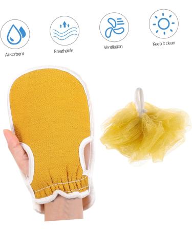 NOLITOY 2 Sets Exfoliating Back Scrubber - 3pcs Glove Pull Back Shower Towel & Loofah Sponge Belt - Mesh Bath Back Strip Yellow 85x9.5CM - International Shipping Available - Buy Online on SooperMarket.com