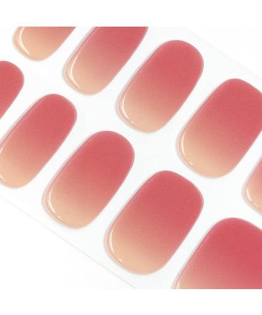 DANNI & TONI 28 Stickers Semi Cured Nail Wraps Soft Self-Adhesive Gel Nail Stickers(Lost Horizon) Salon-Quality Gel Nail Polish Strips Manicure Stickers Set Gradient with Light Red Tips