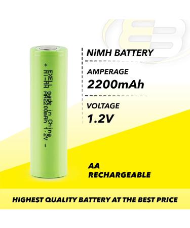 Buy Exell AA 1.2V Rechargeable NiMH Flat Top Batteries 2200mAh - Eco-Friendly Pack of 10 for International Shipping - Buy Online on SooperMarket.com