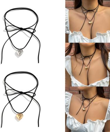 Oralgo Simple Heart Choker Necklace | Adjustable Silver Collarbone Chain Jewelry - Buy Online on SooperMarket.com