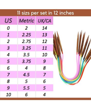 KnitPal 12-inch Short Circular Knitting Needles Set - 11 Sizes for Babies, Sleeves, Socks - Free Patterns eBook - US 0-10 (2-6mm) - Buy Online on SooperMarket.com