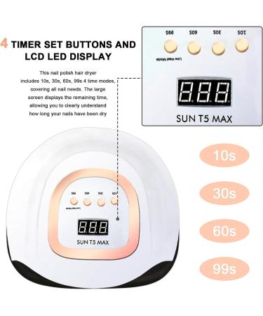 Felenny 220W UV LED Nail Dryer Lamp | Fast Gel Polish Curing | 4 Timer Settings | Auto Sensor | Professional Nail Art Design - Buy Online on SooperMarket.com