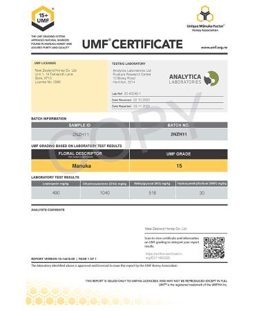 New Zealand Honey Co. Raw Manuka Honey UMF 15+ | MGO 514+ | 8.8oz Jar â€“ Authentic UMF Certified - Buy Online on SooperMarket.com
