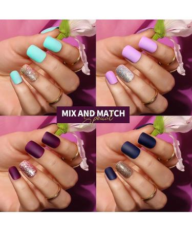 Teenitor 360Pcs Matte Acrylic Short Square Fake Nails - Glitter Press-On Manicure - Buy Online on SooperMarket.com
