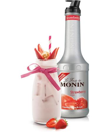 MONIN Strawberry Fruit Mix Puree 1L for Cocktails Smoothies and Mocktails. Vegan-Friendly Allergen-Free 100% Natural Flavours and Colourings. 2-in-1 Strawberry Puree and Sugar Syrup Hybrid - Buy Online on SooperMarket.com
