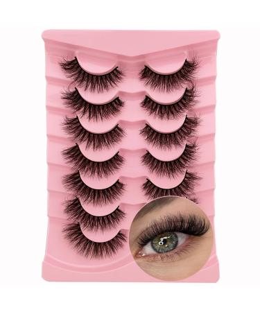 7 Pairs of 3D False Eyelashes Cat Eye Fluffy Volume Curly Cat-Eye Artificial Eyelashes Natural Look Reusable Handmade Faux Mink Makeup Eyelashes (7P-HR-Z03)
