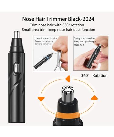 2024 Rechargeable Nose Hair Trimmer - Painless Removal & 6 Earpicks - Speed Rotation Motor - Black | International Shipping - Buy Online on SooperMarket.com
