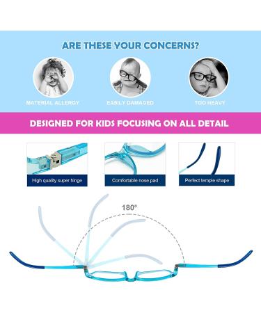 Children Optical Glasses Frame tr90 Flexible Bendable One-piece Safe Eyeglasses Girls Boy Black/ Clear Blue - Buy Online on SooperMarket.com