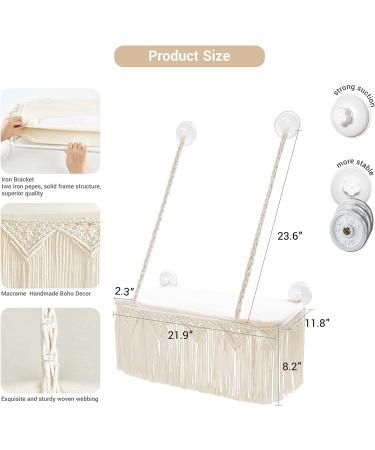 Dahey Macrame Cat Window Perch - Boho Cat Hammock Bed for Indoor Cats - Wall Mounted Pet Resting Seat with Tassel - Safety Space Saving Kitty Swing Shelf - Holds up to 45 lbs - Gift - Buy Online on SooperMarket.com