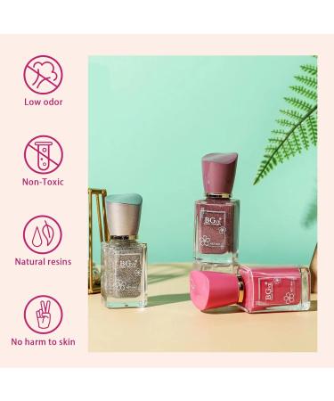 Nail Polish Set - Quick Dry Nail Polish - Pink Nail Polish with Glitter Flower - Long Lasting Chip Resistant Nail Polish for DIY Nail Art Manicure at Home - Buy Online on SooperMarket.com