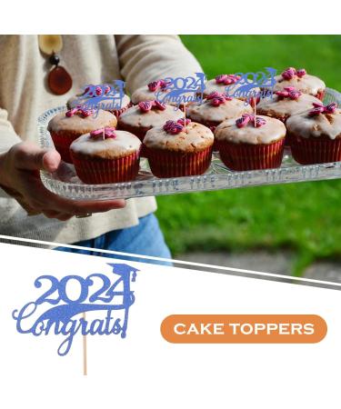 Cabilock 15pcs Graduation Cupcake Topper 2024 Congrats Cupcake Picks Class of 2024 Cupcake Insert Graduation Cupcake Decorations for 2024 Graduation Party Supplies Blue - Buy Online on SooperMarket.com