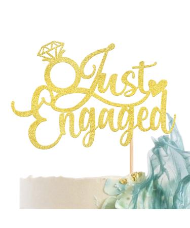 1 Pack Just Engaged Cake Topper Glitter We're Engaged Cake Pick Bridal Engagement Wedding Cupcake Decoration Party Supplies Gold