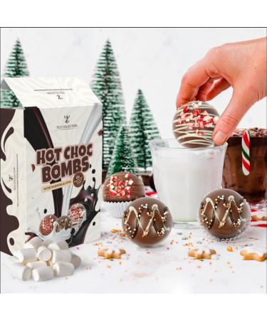 Hot Chocolate Bomb - Christmas Hot Chocolate Gift Set For Kids Hot Chocolate Bombs With Marshmallow & Candy Christmas Eve Box Fillers 6 Pack Melting Coco Bombs Balls Individually Wrapped Kids Xmas Chocolate 6 Count (Pack of 1)