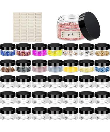 2oz Plastic Jars with Lids 36PCS Small Cosmetic Slime Containers Clear Travel Round Jars Empty Sample Containers Leak Proof Pot Jars with Black Lids for Lotion and Cream Acrylic Powder Lip Scrubs