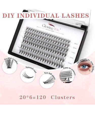 Glowing Win Eyelash Individual Cluster Lashes - 120 PCs DIY Artificial Eyelash Extensions (0.07D 20D Mix 8-14mm) - Unleash Your Beauty - Buy Online on SooperMarket.com