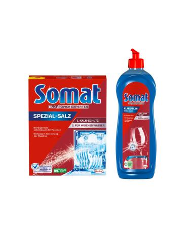 Somat dishwasher care SET rinse aid 750ml & special salt 1.2Kg water