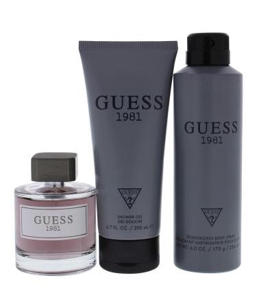 Guess 1981 for Men - 3 Pc Gift Set 3.4oz EDT Spray 6oz Deodorant Body Spray 6.7oz Shower Gel - Buy Online on SooperMarket.com
