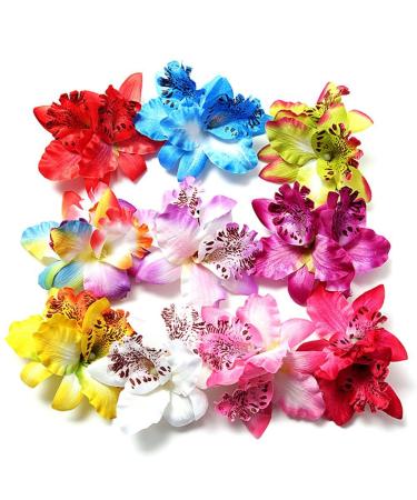 HugeStore 10pcs Women Girls Orchid Flowers Leopard Hair Clip Barrette Hair Accessories Hairpins