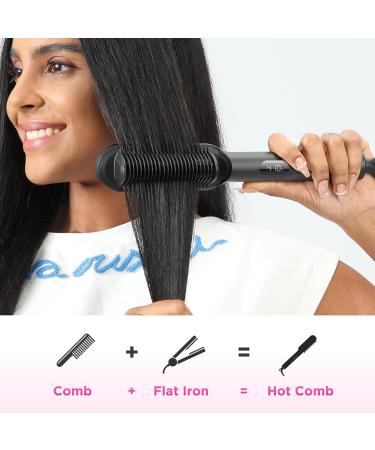 Prizm Hair Straightener Brush - Fast Heating Negative Ions Anti-Scald Design 4 Temp Settings Dual Voltage - Perfect Gift for Women - Buy Online on SooperMarket.com