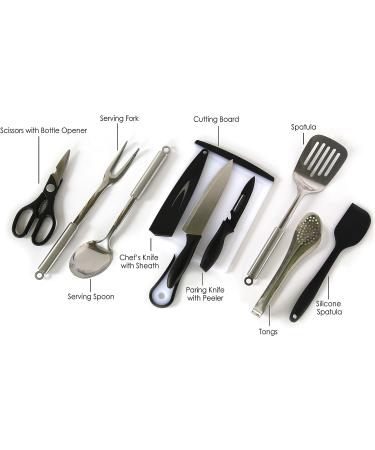 Outdoor Kitchen 10-Piece Cookware Set - Camping & RV Cooking Utensils in Compact Case - Stainless Steel Fork, Spoon, Knife & More - Grey - Buy Online on SooperMarket.com