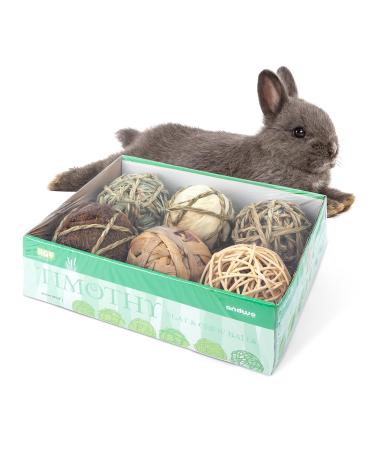 andwe Small Animals Play Balls Rolling Chew Toys & Gnawing Treats for Rabbits Guinea Pigs Chinchilla Bunny Degus - Pet Cage Entertainment Accessories Pack of 6