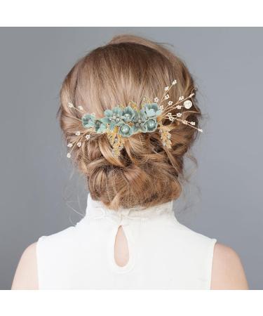Healeved Crystal Flower Wedding Hair Comb - Hair Combs Hair Accessories for Women Green Bridesmaid Bridal Hair Accessories for Wedding Prom Birthday Party - Hair Accessories Wedding Guest - Buy Online on SooperMarket.com