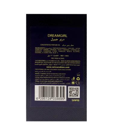 Swiss Arabian Dream Girl For Women - Luxury Products From Dubai - Long Lasting Personal Perfume Oil - A Seductive Exceptionally Made Signature Fragrance - The Luxurious Scent Of Arabia - 0.4 Oz Jasmine - Buy Online on SooperMarket.com