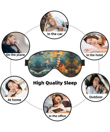 SSIMOO Seaside Lighthouse Soft Sleep Eye Mask | Breathable Eye Patch for Women | Perfect for Travel & Relaxation - Black - Buy Online on SooperMarket.com