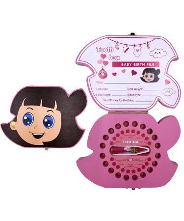 Tooth Box for Baby Girl, Tooth Fairy Keepsake Box for Lost Tooth Kids Gifts | Wooden Tooth Holder & Organizer for Girls Pink Standard