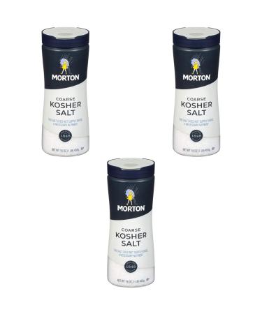 Morton Kosher Salt, Coarse, 16 Ounce SET of 3