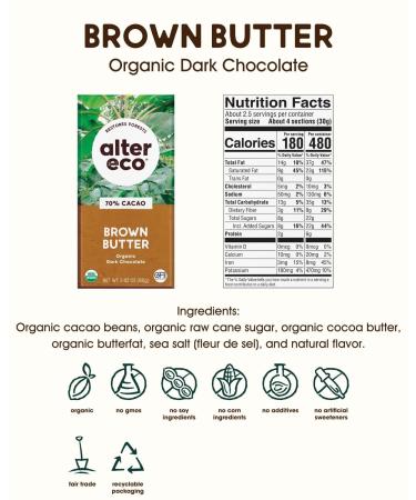 Alter Eco Organic Deep Dark Salted Brown Butter Chocolate Bar - 70% Cocoa, 2.82 oz - Buy Online on SooperMarket.com
