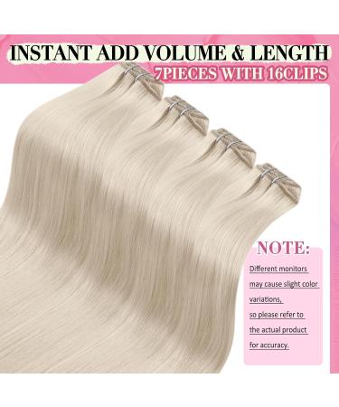 Youngsee Platinum Blonde Clip-In Extensions | 35cm Real Remy Hair | 120g | #60A (7PCs) - Premium Quality Hair Extensions - Buy Online on SooperMarket.com