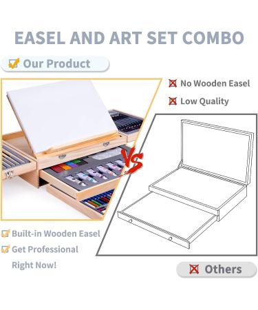 85 Piece Deluxe Wooden Art Set with Easel and Drawing Pads - Creative Gift Box for Teens & Adults | Art Supplies Kit for Painting & Drawing - Buy Online on SooperMarket.com