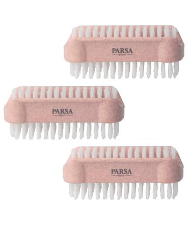 Pack of 3 PARSA Beauty Nature Love nail brush hand washing brush double-sided nail brush in pink 3 pieces pink