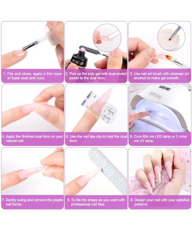 Melliex 100 Pieces Dual Nail Forms Set - Professional Nail Extension Kit with Dual-Ended Brush Nail Tips Clips & File for UV Acrylic Nails - Buy Online on SooperMarket.com