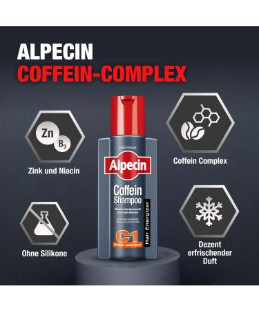 Alpecin Caffeine Shampoo C1 - 3 x 250ml | Combat Hair Loss | Strengthen Roots & Promote Growth | Men's Hair Care - Made in Germany - Buy Online on SooperMarket.com