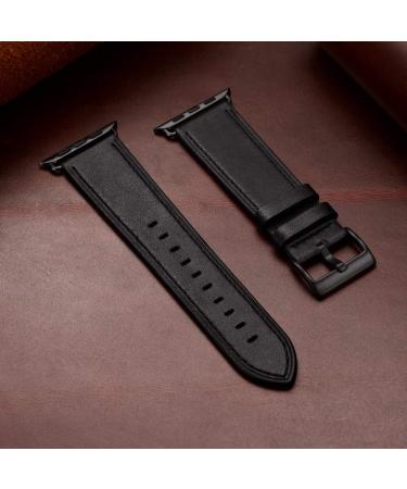 OUHENG Genuine Leather Band Replacement Strap Compatible with Apple Watch Ultra Series - Black | 49mm/45mm/44mm/42mm - Buy Online on SooperMarket.com