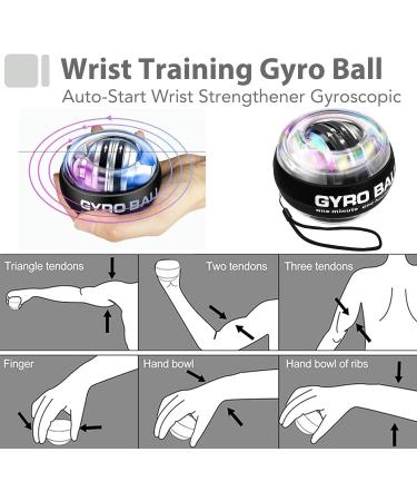 Grip Strength Trainer Kit: Hand Trainer Finger & Wrist Coach Forearm Training Equipment - Gyroball Gray & Black for Stress Relief - Buy Online on SooperMarket.com