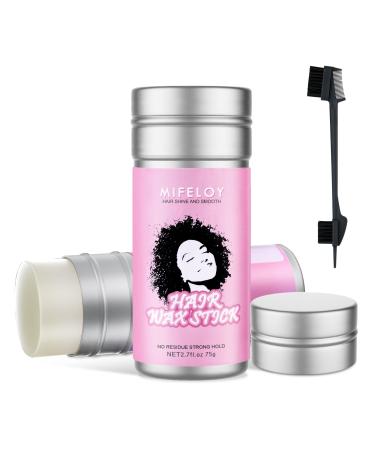 Hair Wax Stick Pomade Tamer Stick for Baby Hair Smoothing Flyaways Taming Frizz Women Styling Cream Gel Slick Back Long Lasting Hair Glue Wigs Bed Head Waxes 5 In 1 Edge Control Brush - Black