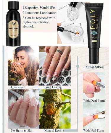 Phoenixy Poly Nail Gel Kit - 10 Colors Poly Extension Starter Set with Glossy & Matte Top Coat | Basic Manicure Tools | Gifts for Women - Buy Online on SooperMarket.com