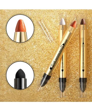 Go Ho Orange Highlighter Eyeshadow Stick - Cream-to-Powder Pen for Bright Eyes | Shimmer Orange Hue | Easy Application with Sponge | 01 Shimmer Orange & 02 Highlighter - Buy Online on SooperMarket.com