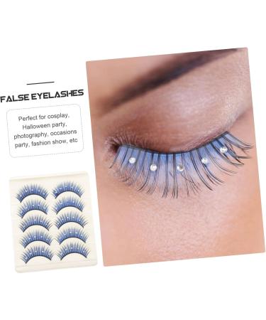 BELLIFFY 5 Pairs Cosplay Lashes Halloween Lashes Eye Lashes Halloween False Lashes Fake Lashes Fake Eyelashes Natural False Eyelashes Soft Light Fake Lash Rhinestone Eyelashes Blue Lashes - Buy Online on SooperMarket.com