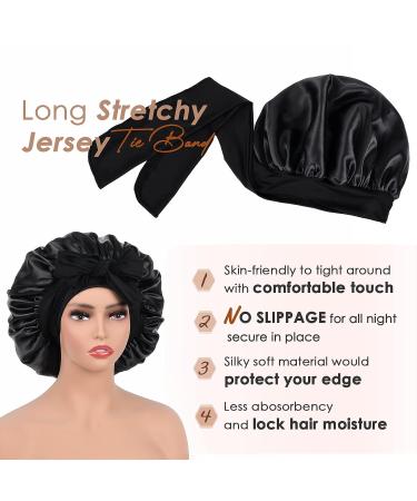 YANIBEST Double Layer Satin Lined Silk Bonnet for Sleeping | Large Black Bonnet for Black Women - Buy Online on SooperMarket.com