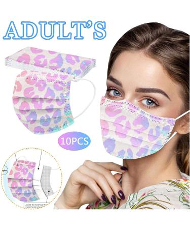50 Pack Colorful Leopard Cheetah Disposable Face Masks for Women - Breathable 3 Ply Filter Face Protective Dustproof Anti-droplets Bandanas for Adults Men - Mixed Designs - Buy Online on SooperMarket.com