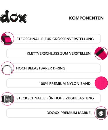 DDOXX Nylon Step-In Dog Harness - Adjustable Pink Puppy Harness for All Sizes - XXS (1.0 x 26-35 cm) - International Shipping Available - Buy Online on SooperMarket.com